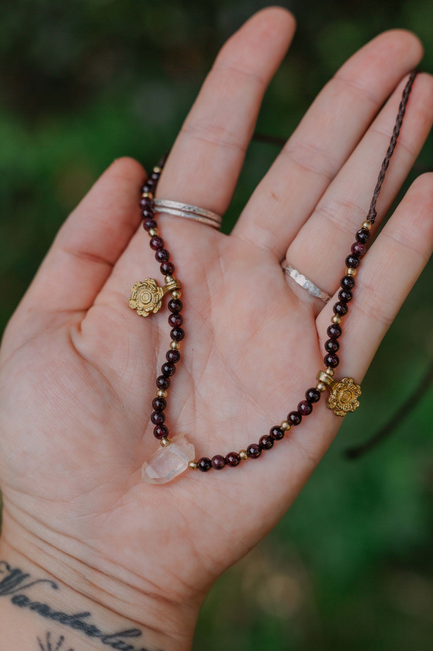 Garnet and Australian clear quartz necklace