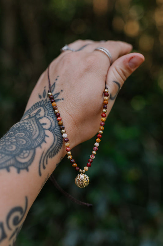 Faceted Mookaite and gold plated Scarab