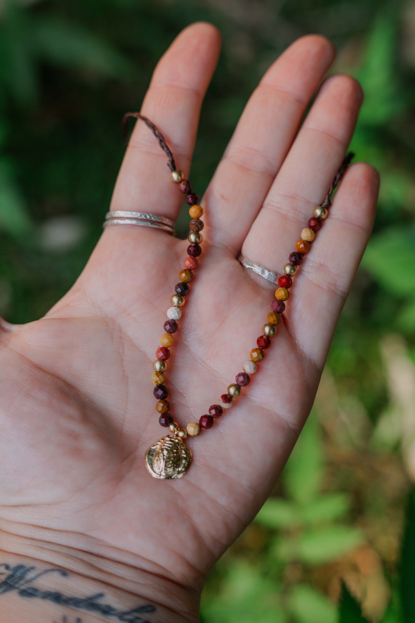 Faceted Mookaite and gold plated Scarab