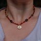 Carnelian agate & Mookaite necklace with gold plated bee pendant