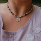 Orca agate and gold plated whale tail necklace