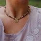 Orca agate and gold plated whale tail necklace