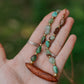 Australian chrysoprase and hand-carved Eucalyptus timber necklace