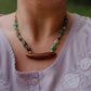 Australian chrysoprase and hand-carved Eucalyptus timber necklace