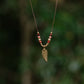 Dainty faceted mookaite and brass leaf necklace