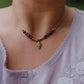 Dainty amethyst and brass necklace