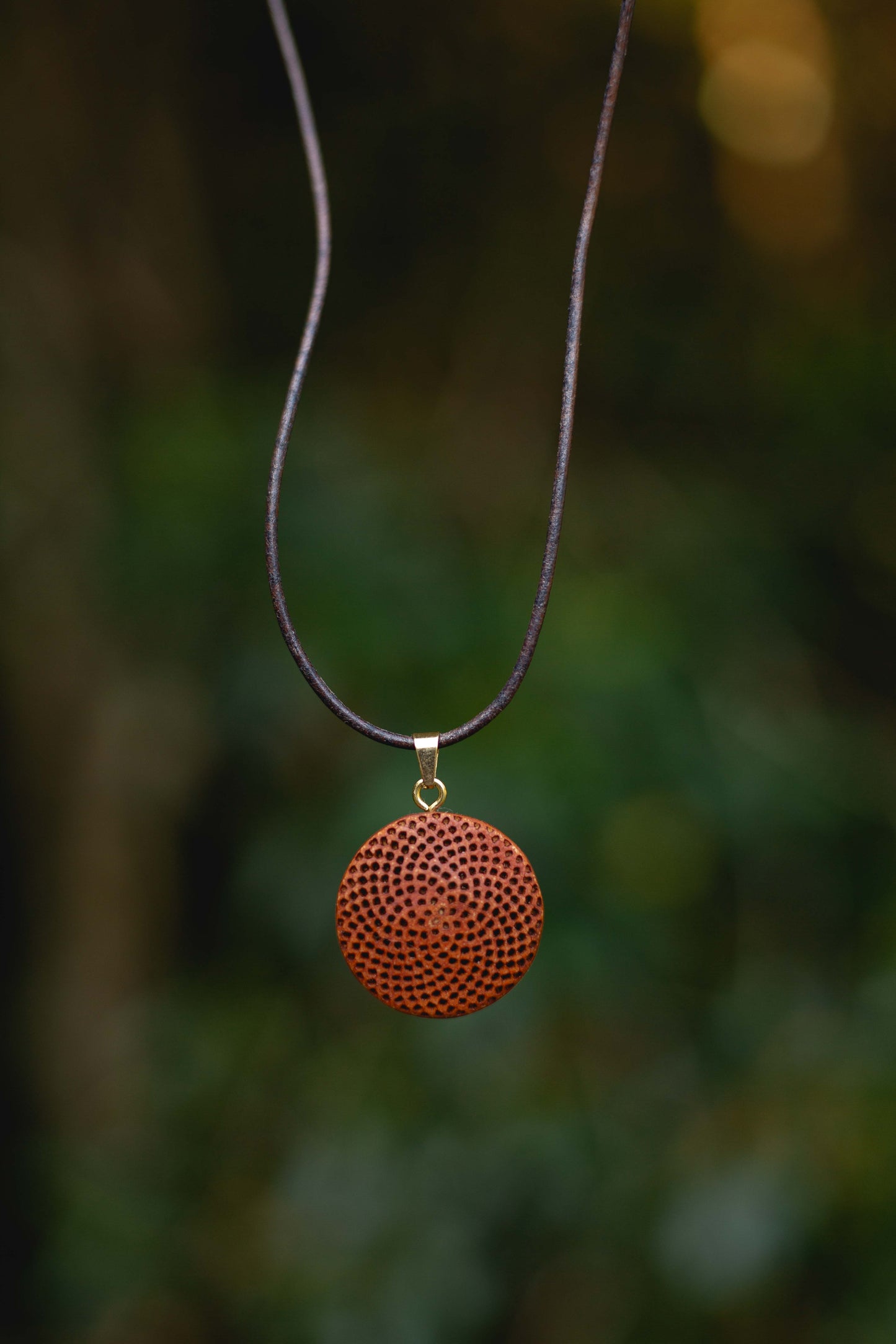 Carved protea seed necklace